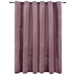 vidaXL Cortina opaca y anillas metal terciopelo rosa viejo 290x245cm