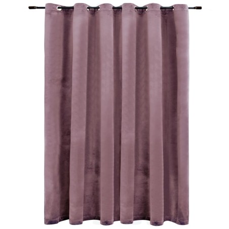 vidaXL Cortina opaca y anillas metal terciopelo rosa viejo 290x245cm