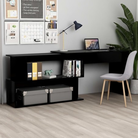 vidaXL Escritorio de esquina madera contrachapada negro 200x50x76 cm