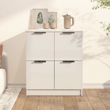 vidaXL Aparador de madera contrachapada blanco brillante 60x30x70 cm