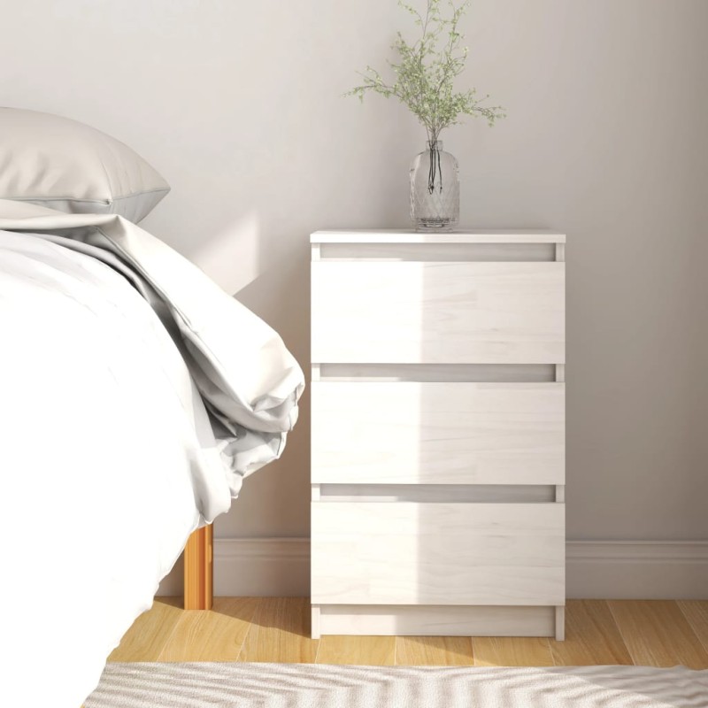 vidaXL Mesita de noche madera maciza de pino blanca 40x29,5x64 cm vidaXL Mesita de noche madera maciza de pino blanca 40x29,5x64 cm