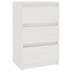 vidaXL Mesita de noche madera maciza de pino blanca 40x29,5x64 cm