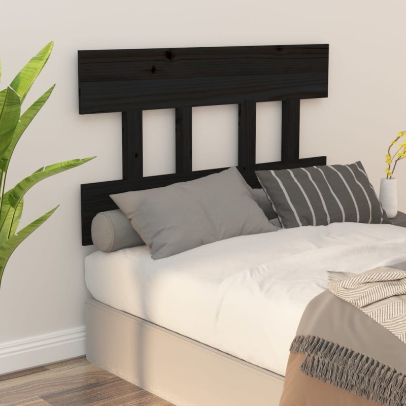 vidaXL Cabecero de cama madera maciza de pino negro 93,5x3x81 cm vidaXL Cabecero de cama madera maciza de pino negro 93,5x3x81 cm