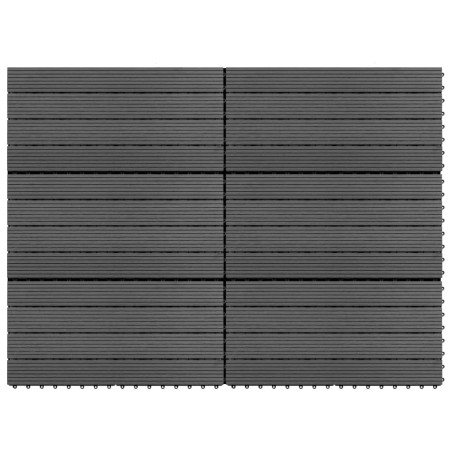 vidaXL Baldosas 6 unidades WPC gris 1m² 60x30 cm