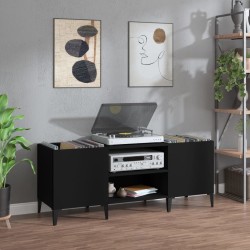 vidaXL Mueble para discos madera contrachapada negro 121x38x48 cm