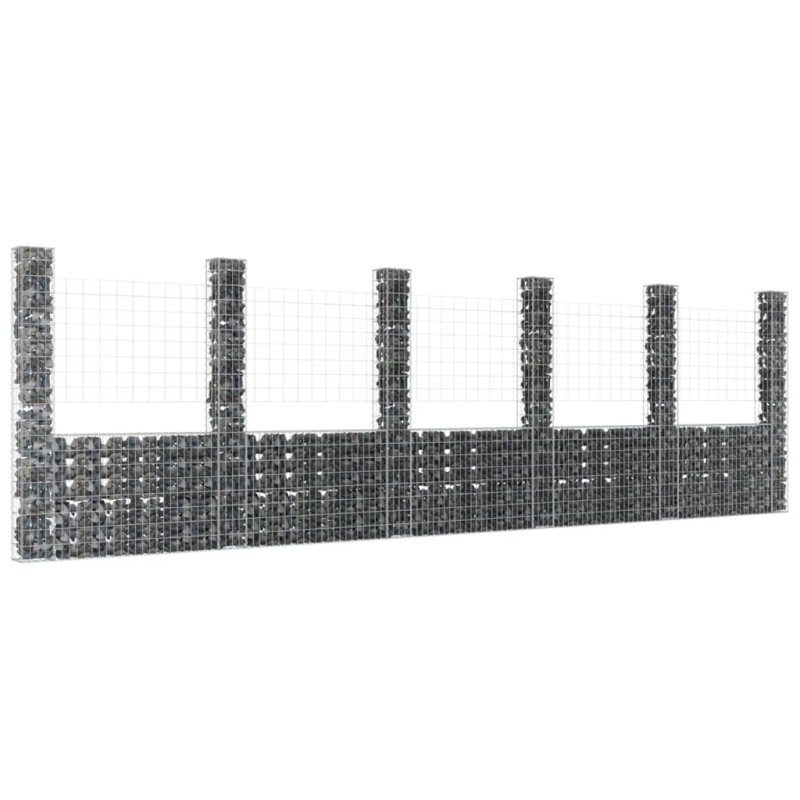 vidaXL Cesta de gaviones forma de U 6 postes de hierro 620x20x200 cm vidaXL Cesta de gaviones forma de U 6 postes de hierro 620x20x200 cm