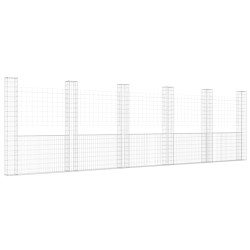 vidaXL Cesta de gaviones forma de U 6 postes de hierro 620x20x200 cm