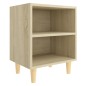 vidaXL Mesita de noche con patas madera maciza roble Sonoma 40x30x50cm