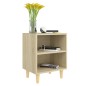 vidaXL Mesita de noche con patas madera maciza roble Sonoma 40x30x50cm