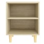 vidaXL Mesita de noche con patas madera maciza roble Sonoma 40x30x50cm