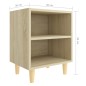 vidaXL Mesita de noche con patas madera maciza roble Sonoma 40x30x50cm