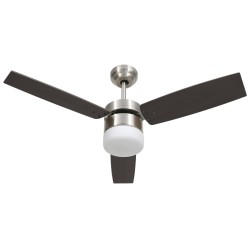 vidaXL Ventilador de techo con luz con mando marrón oscuro 108 cm