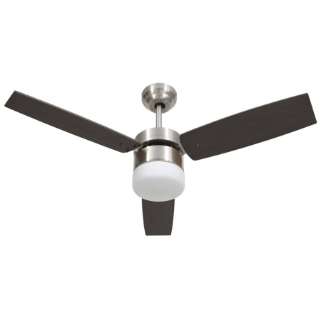 vidaXL Ventilador de techo con luz con mando marrón oscuro 108 cm