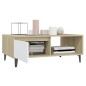 vidaXL Mesa de centro madera contrachapada blanco y roble 90x60x35 cm vidaXL Mesa de centro madera contrachapada blanco y roble 90x60x35 cm