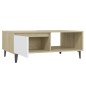 vidaXL Mesa de centro madera contrachapada blanco y roble 90x60x35 cm vidaXL Mesa de centro madera contrachapada blanco y roble 90x60x35 cm