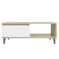 vidaXL Mesa de centro madera contrachapada blanco y roble 90x60x35 cm vidaXL Mesa de centro madera contrachapada blanco y roble 90x60x35 cm