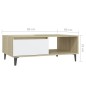 vidaXL Mesa de centro madera contrachapada blanco y roble 90x60x35 cm vidaXL Mesa de centro madera contrachapada blanco y roble 90x60x35 cm