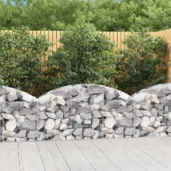 vidaXL Cesta de gaviones forma arco hierro galvanizado 150x30x60/80 cm
