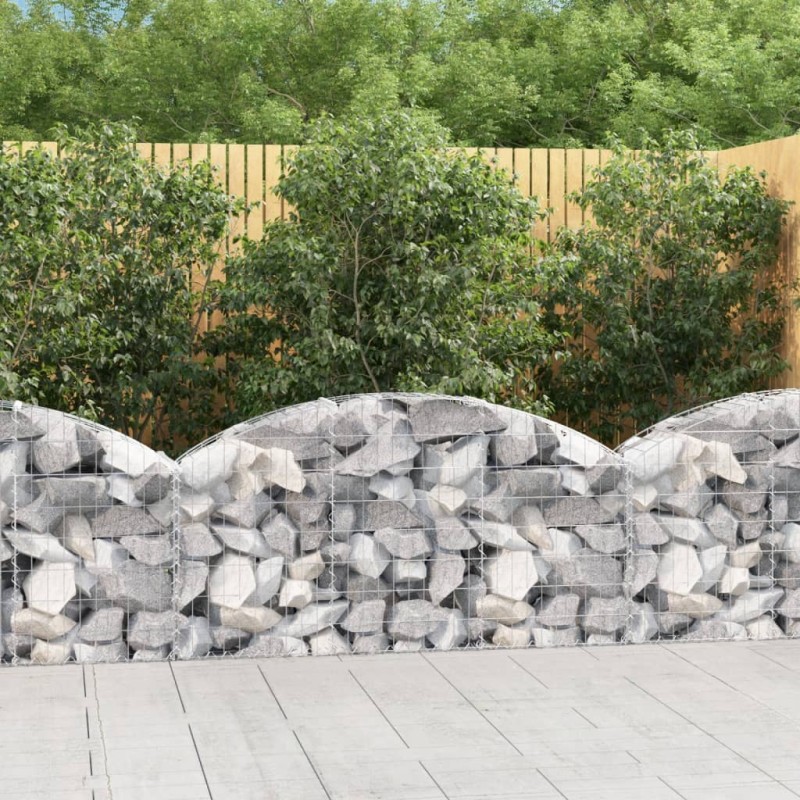 vidaXL Cesta de gaviones forma arco hierro galvanizado 150x30x60/80 cm