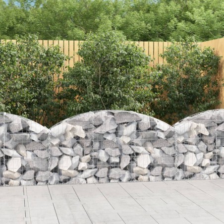 vidaXL Cesta de gaviones forma arco hierro galvanizado 150x30x60/80 cm