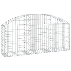 vidaXL Cesta de gaviones forma arco hierro galvanizado 150x30x60/80 cm