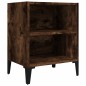 vidaXL Mesita de noche con patas de metal roble ahumado 40x30x50 cm vidaXL Mesita de noche con patas de metal roble ahumado 40x30x50 cm