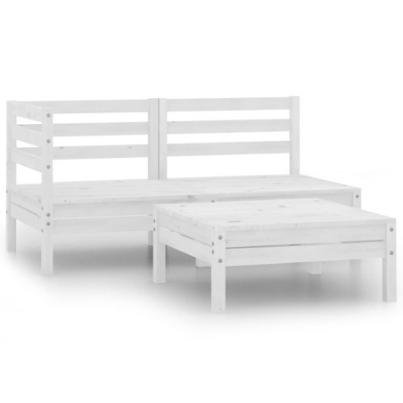 vidaXL Conjunto de muebles de jardín 3 pzas madera maciza pino blanco