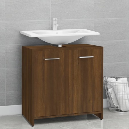 vidaXL Armario de baño madera contrachapada marrón roble 60x33x60 cm