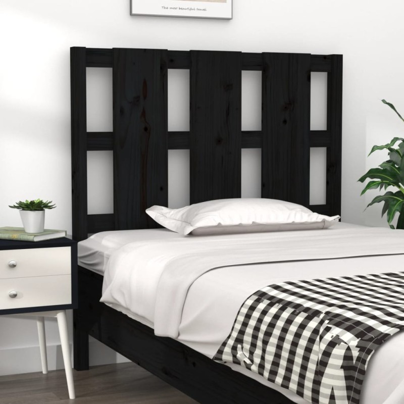 vidaXL Cabecero de cama madera maciza de pino negro 95,5x4x100 cm