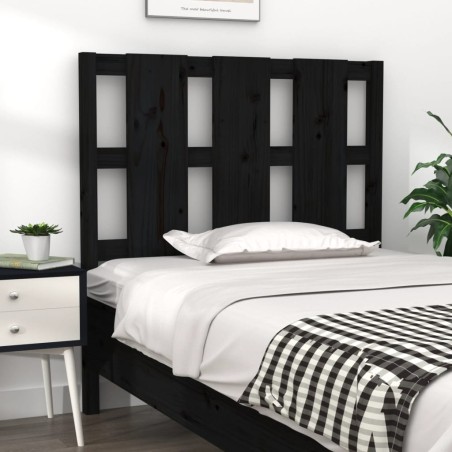 vidaXL Cabecero de cama madera maciza de pino negro 95,5x4x100 cm