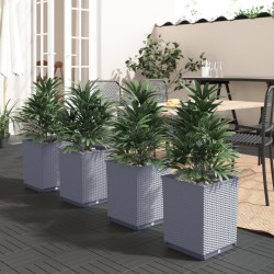vidaXL Jardineras 4 uds polipropileno gris oscuro 30x30x37 cm