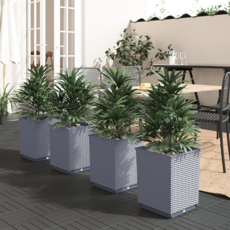 vidaXL Jardineras 4 uds polipropileno gris oscuro 30x30x37 cm