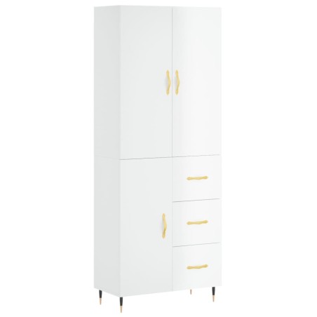 vidaXL Aparador alto madera contrachapada blanco brillo 69,5x34x180 cm