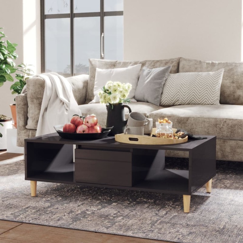 vidaXL Mesa de centro madera contrachapada gris brillo 103,5x60x35 cm vidaXL Mesa de centro madera contrachapada gris brillo 103,5x60x35 cm