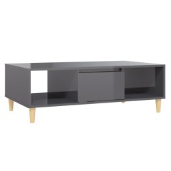 vidaXL Mesa de centro madera contrachapada gris brillo 103,5x60x35 cm