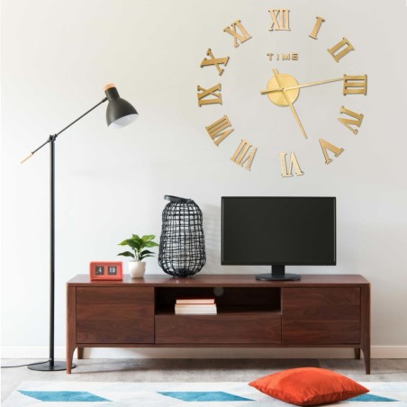 vidaXL Reloj 3D de pared con diseño moderno dorado 100 cm XXL