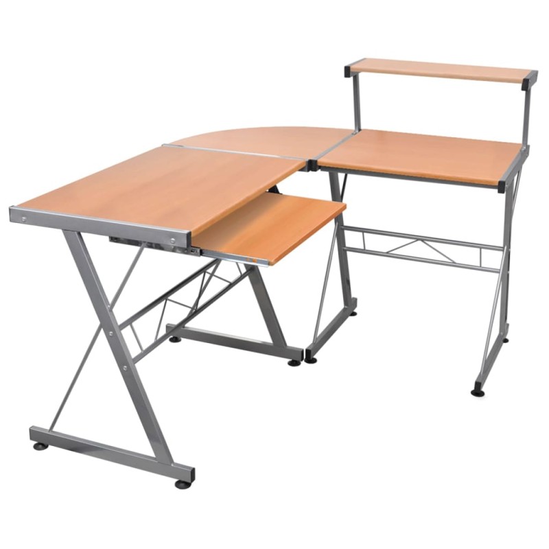 vidaXL Escritorio de esquina madera contrachapada marrón 132x112x99 cm vidaXL Escritorio de esquina madera contrachapada marrón 132x112x99 cm