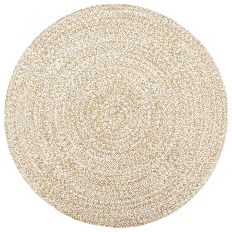 vidaXL Alfombra hecha a mano de yute marrón y blanco 210 cm vidaXL Alfombra hecha a mano de yute marrón y blanco 210 cm