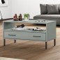 vidaXL Mesa de centro patas metal OSLO madera maciza gris 85x50x45 cm vidaXL Mesa de centro patas metal OSLO madera maciza gris 85x50x45 cm