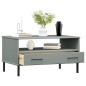 vidaXL Mesa de centro patas metal OSLO madera maciza gris 85x50x45 cm vidaXL Mesa de centro patas metal OSLO madera maciza gris 85x50x45 cm