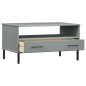 vidaXL Mesa de centro patas metal OSLO madera maciza gris 85x50x45 cm vidaXL Mesa de centro patas metal OSLO madera maciza gris 85x50x45 cm