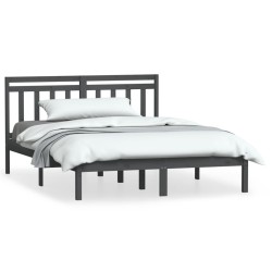 vidaXL Estructura de cama de madera maciza de pino gris 140x200 cm