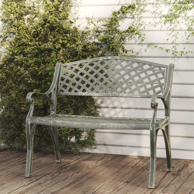 vidaXL Banco de jardín de aluminio fundido verde 102 cm vidaXL Banco de jardín de aluminio fundido verde 102 cm