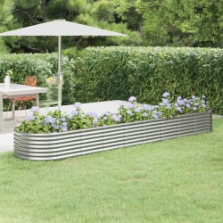 vidaXL Jardinera arriate acero recubrimiento polvo plata 368x80x36 cm
