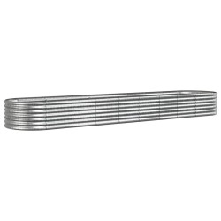 vidaXL Jardinera arriate acero recubrimiento polvo plata 368x80x36 cm