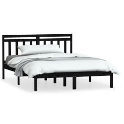 vidaXL Estructura de cama de madera maciza de pino negro 140x200 cm