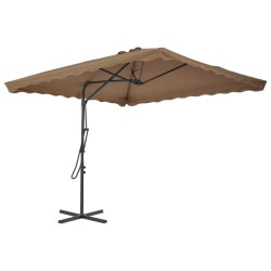 vidaXL Sombrilla de jardín con palo de acero  250x250 cm gris topo