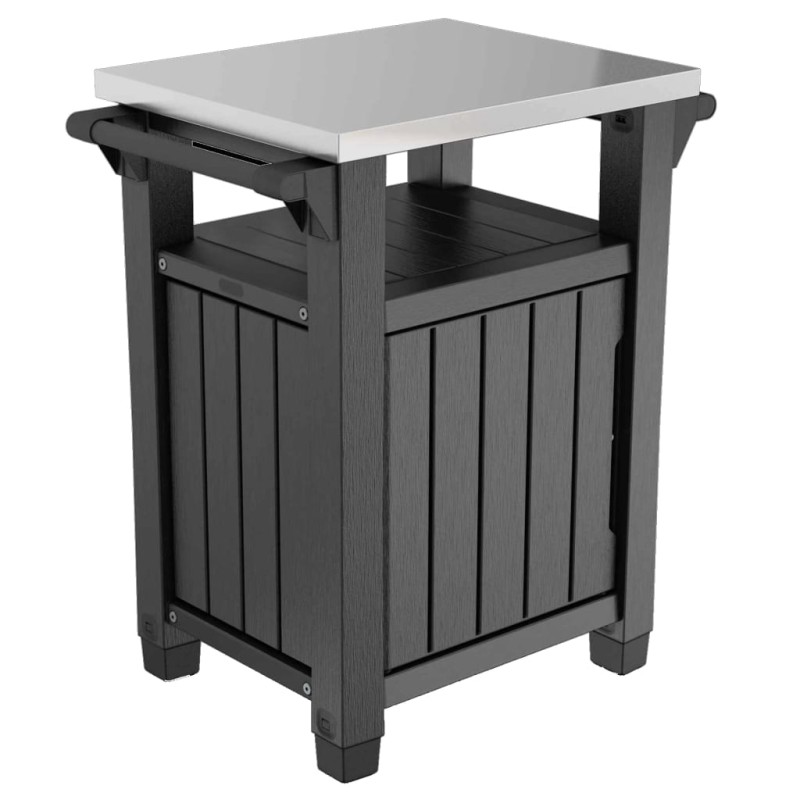 Keter Mesa multifuncional de jardín BBQ Unity clásica look madera Keter Mesa multifuncional de jardín BBQ Unity clásica look madera