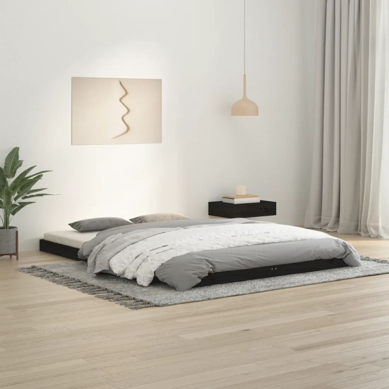 vidaXL Estructura de cama madera maciza de pino negro 140x200 cm vidaXL Estructura de cama madera maciza de pino negro 140x200 cm