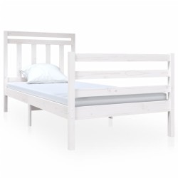 vidaXL Estructura de cama madera maciza blanco individual 90x190 cm